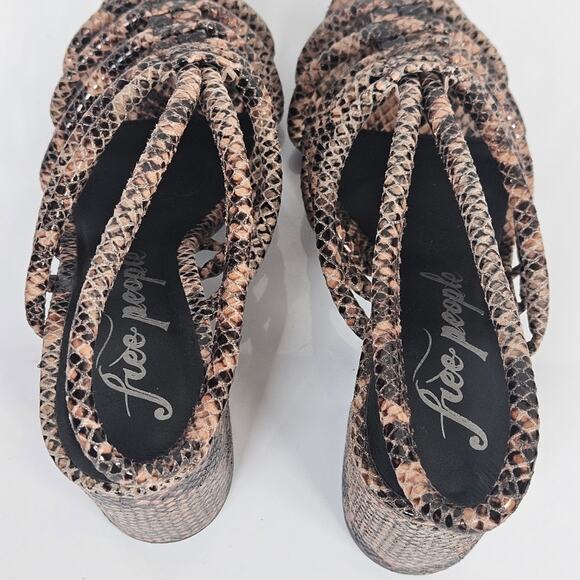 Free People Colette Cinched Heel Python Snakeskin Size 36.5 Sandal - Picture 7 of 12